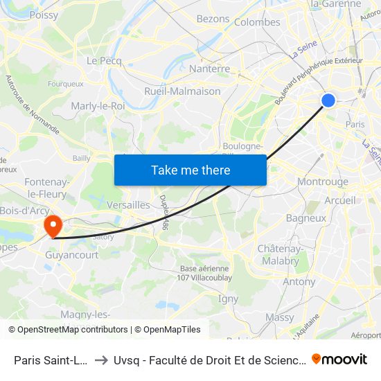 Paris Saint-Lazare to Uvsq - Faculté de Droit Et de Science Politique map