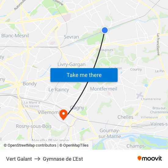 Vert Galant to Gymnase de L'Est map