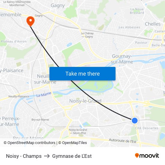Noisy - Champs to Gymnase de L'Est map