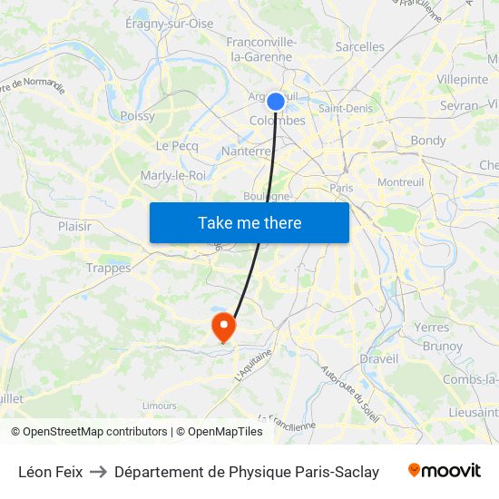 Léon Feix to Département de Physique Paris-Saclay map