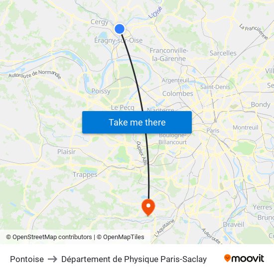 Pontoise to Département de Physique Paris-Saclay map