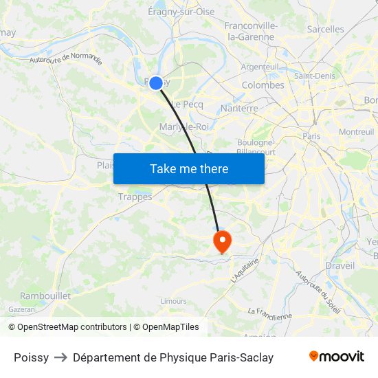 Poissy to Département de Physique Paris-Saclay map