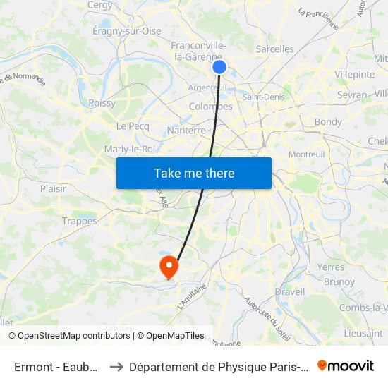 Ermont - Eaubonne to Département de Physique Paris-Saclay map