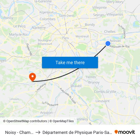Noisy - Champs to Département de Physique Paris-Saclay map