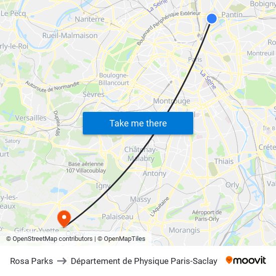 Rosa Parks to Département de Physique Paris-Saclay map
