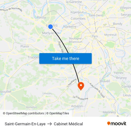 Saint-Germain-En-Laye to Cabinet Médical map