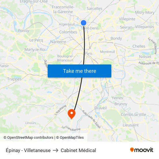 Épinay - Villetaneuse to Cabinet Médical map