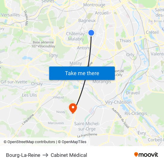 Bourg-La-Reine to Cabinet Médical map
