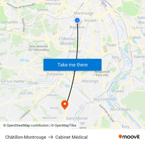 Châtillon-Montrouge to Cabinet Médical map