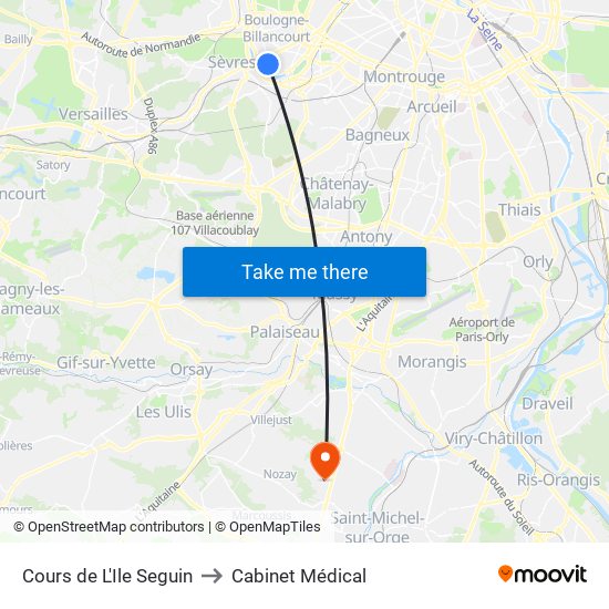 Cours de L'Ile Seguin to Cabinet Médical map