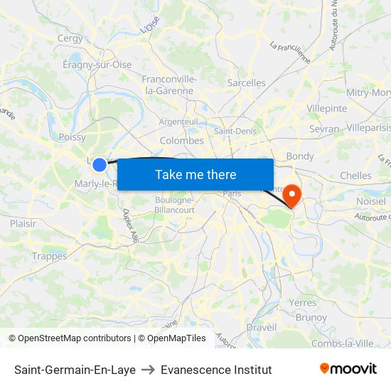 Saint-Germain-En-Laye to Evanescence Institut map