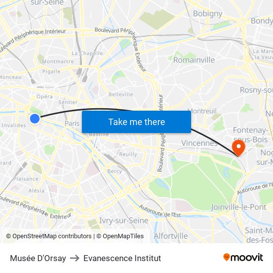 Musée D'Orsay to Evanescence Institut map