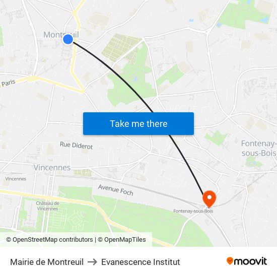 Mairie de Montreuil to Evanescence Institut map