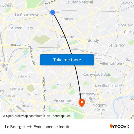 Le Bourget to Evanescence Institut map