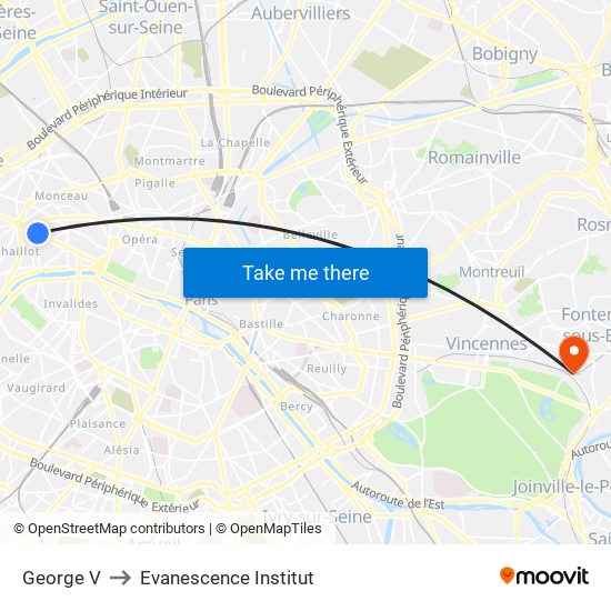 George V to Evanescence Institut map