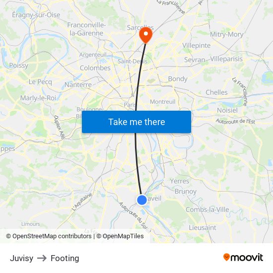 Juvisy to Footing map