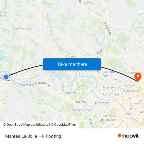 Mantes-La-Jolie to Footing map
