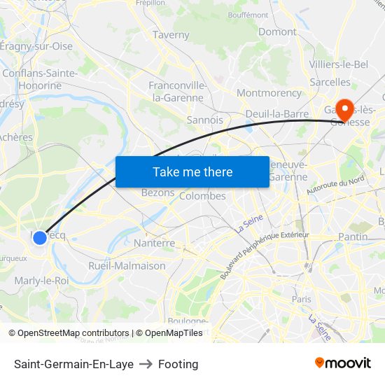 Saint-Germain-En-Laye to Footing map