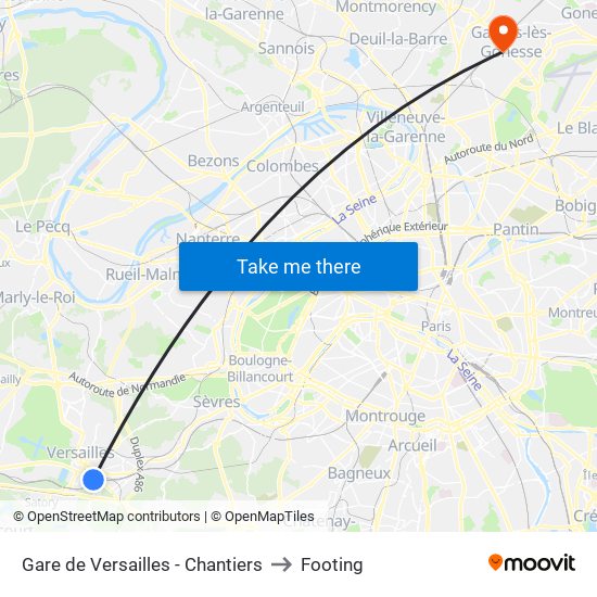 Gare de Versailles - Chantiers to Footing map