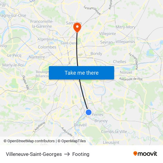 Villeneuve-Saint-Georges to Footing map