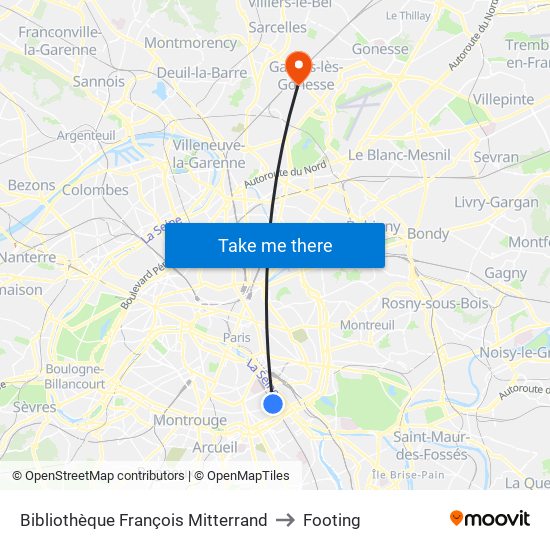 Bibliothèque François Mitterrand to Footing map