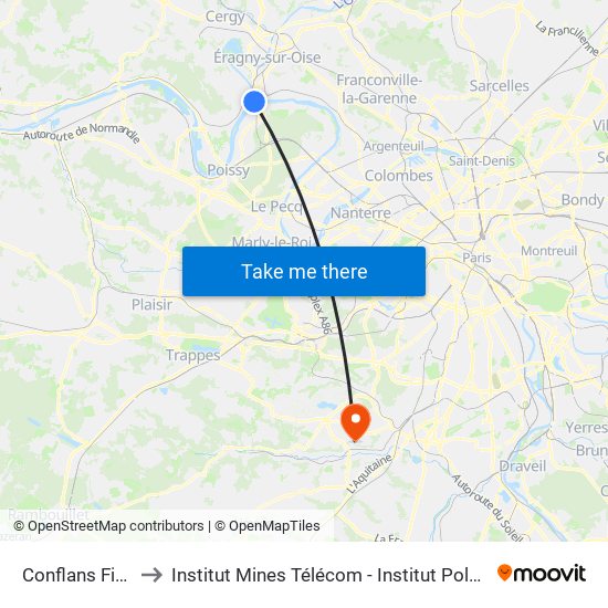 Conflans Fin D'Oise to Institut Mines Télécom - Institut Polytechnique de Paris map