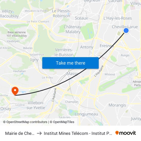 Mairie de Chevilly-Larue to Institut Mines Télécom - Institut Polytechnique de Paris map