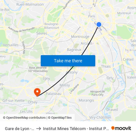 Gare de Lyon - Van Gogh to Institut Mines Télécom - Institut Polytechnique de Paris map
