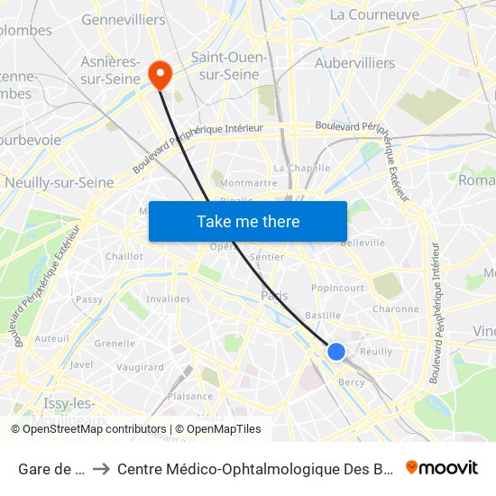 Gare de Lyon to Centre Médico-Ophtalmologique Des Berges de Seine map