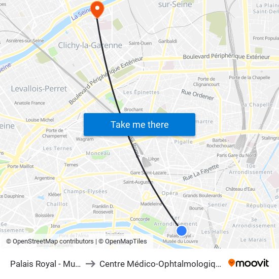 Palais Royal - Musée du Louvre to Centre Médico-Ophtalmologique Des Berges de Seine map