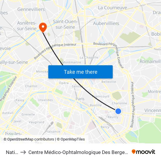 Nation to Centre Médico-Ophtalmologique Des Berges de Seine map