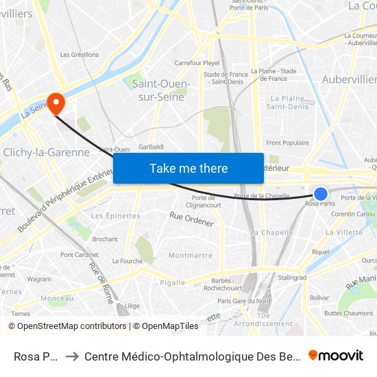 Rosa Parks to Centre Médico-Ophtalmologique Des Berges de Seine map