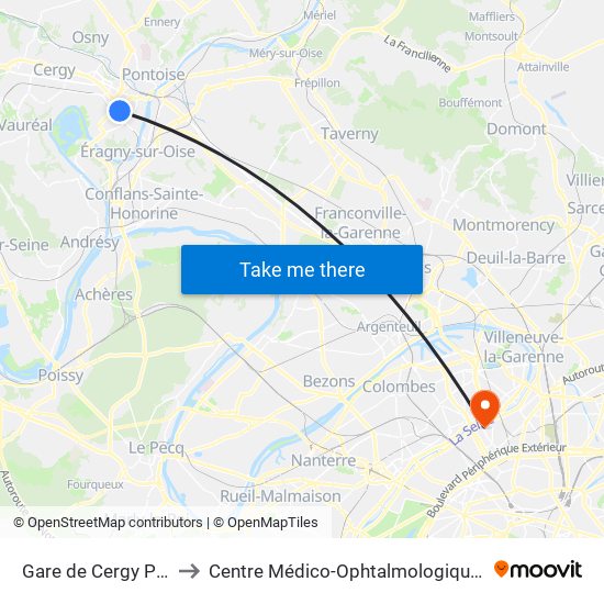 Gare de Cergy Préfecture (C) to Centre Médico-Ophtalmologique Des Berges de Seine map
