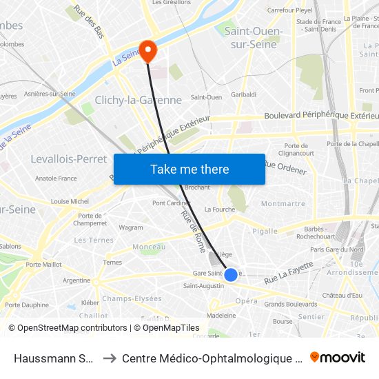 Haussmann Saint-Lazare to Centre Médico-Ophtalmologique Des Berges de Seine map