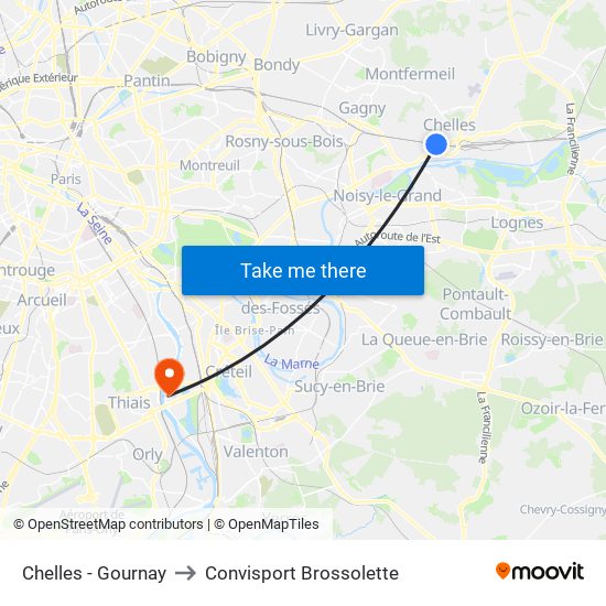 Chelles - Gournay to Convisport Brossolette map