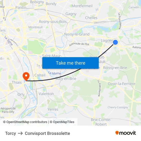 Torcy to Convisport Brossolette map