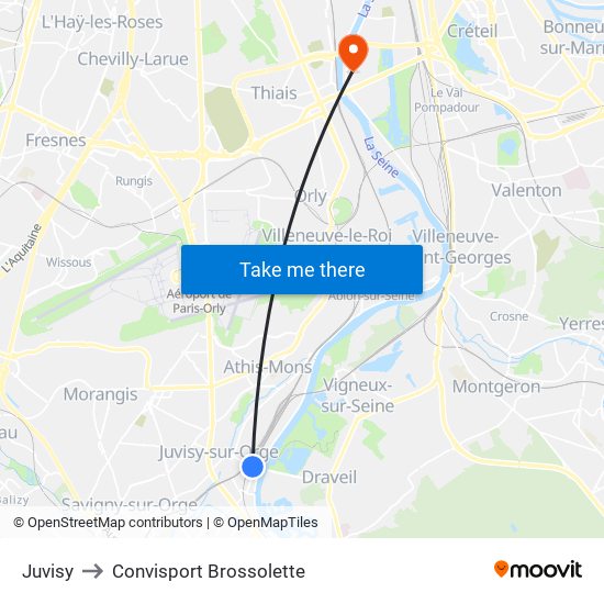 Juvisy to Convisport Brossolette map