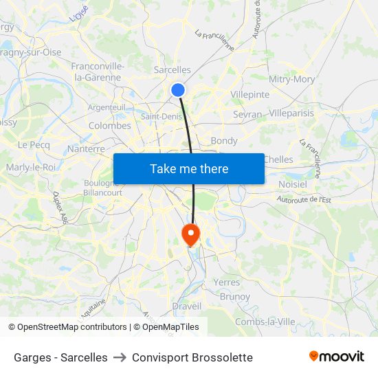 Garges - Sarcelles to Convisport Brossolette map