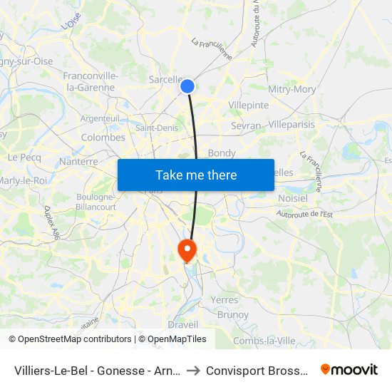 Villiers-Le-Bel - Gonesse - Arnouville to Convisport Brossolette map