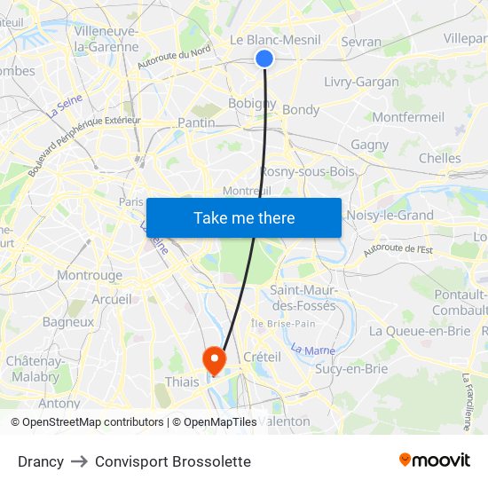 Drancy to Convisport Brossolette map