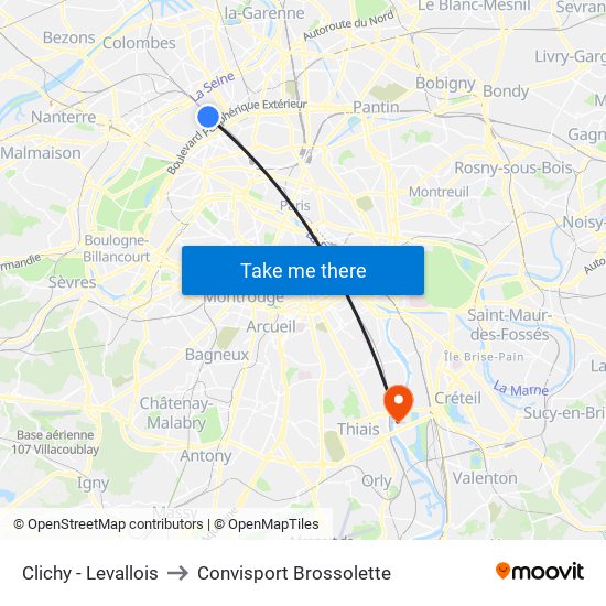 Clichy - Levallois to Convisport Brossolette map