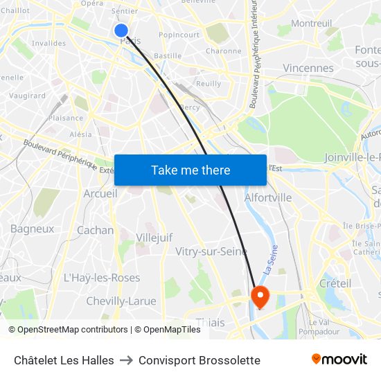 Châtelet Les Halles to Convisport Brossolette map