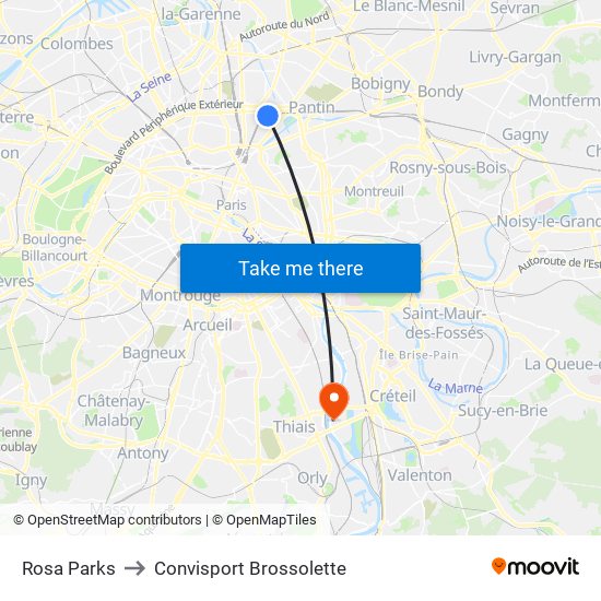 Rosa Parks to Convisport Brossolette map