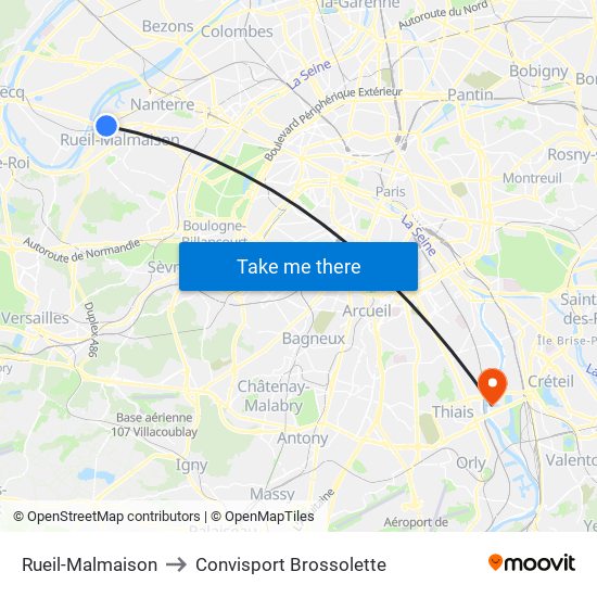 Rueil-Malmaison to Convisport Brossolette map