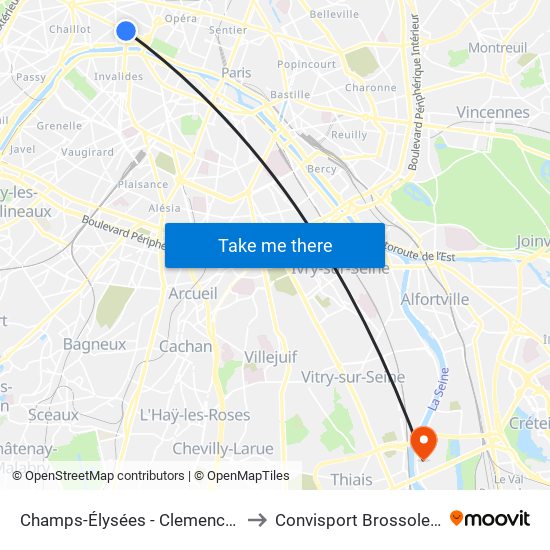 Champs-Élysées - Clemenceau to Convisport Brossolette map