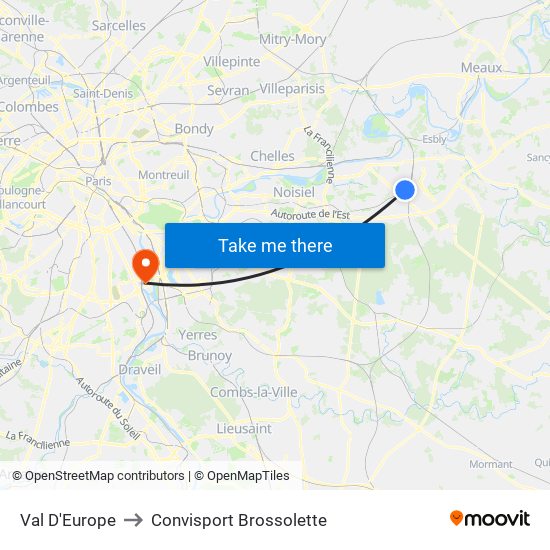 Val D'Europe to Convisport Brossolette map