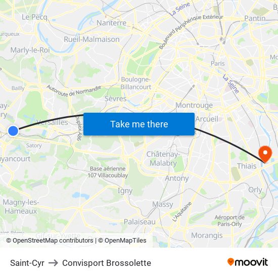 Saint-Cyr to Convisport Brossolette map