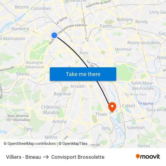 Villiers - Bineau to Convisport Brossolette map
