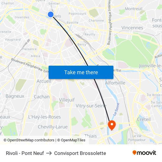 Rivoli - Pont Neuf to Convisport Brossolette map