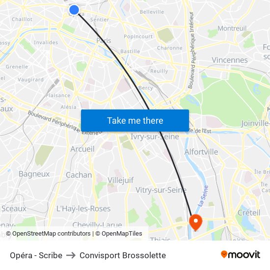Opéra - Scribe to Convisport Brossolette map
